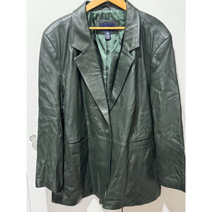 Women's Denim & Co. Dark Green lined Leather Jacket 3X